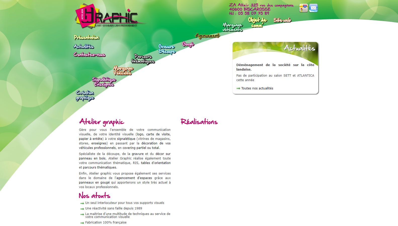 Réalisation RP2I (Romaric Pibolleau): Atelier Graphic - Site vitrine