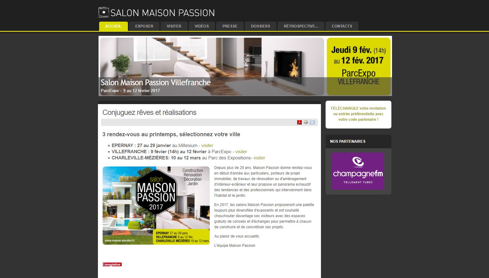 Réalisation RP2I (Romaric Pibolleau): Maison Passion - Site web<br>Développement d'un CMS sur mesure pour gérer une dizaine de sous-domaines<br>outil de gestion de liste d'exposants. de préinscription en ligne aux salons. etc.